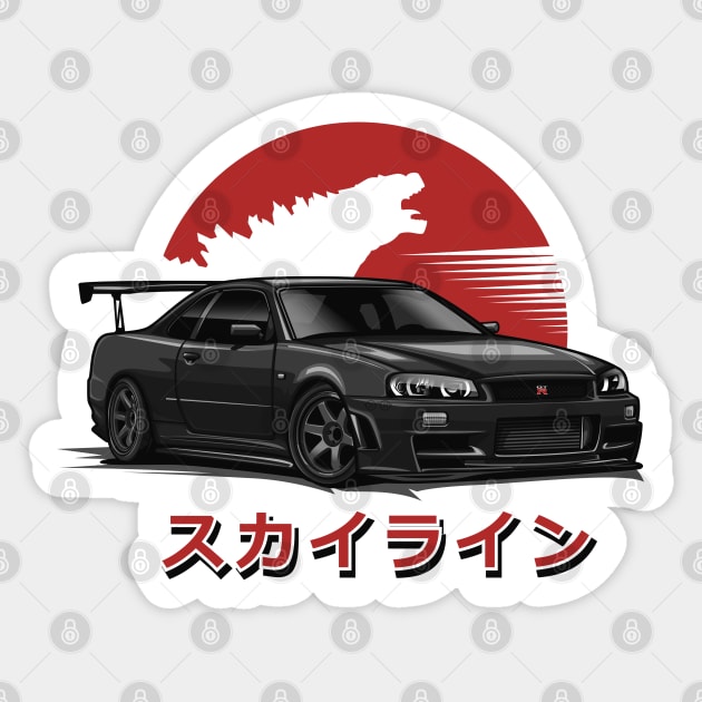 Skyline GTR R-34 (Black) Sticker by Jiooji Project